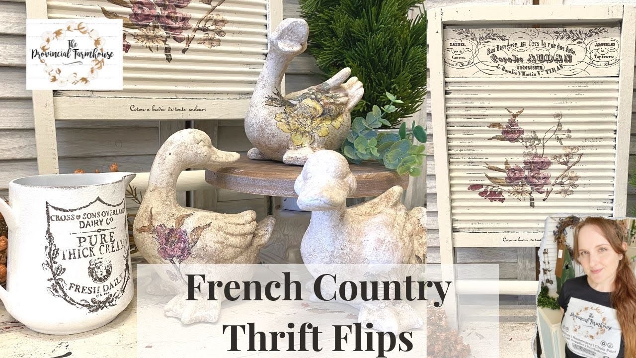 DIY French Country Thrift Flips using IOD | Spring Decor | High End Budget Friendly | Cottage