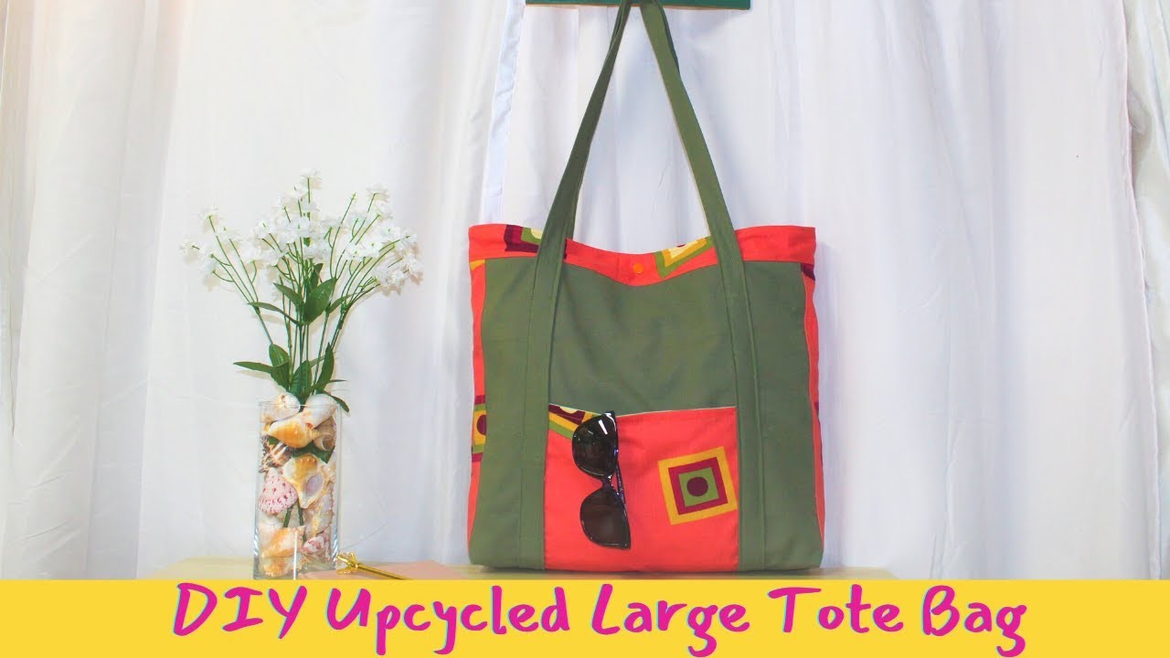DIY Large Upcycled Tote Bag.From Ladies Pants to Everyday Tote Bag.Sew a Large Tote Bag