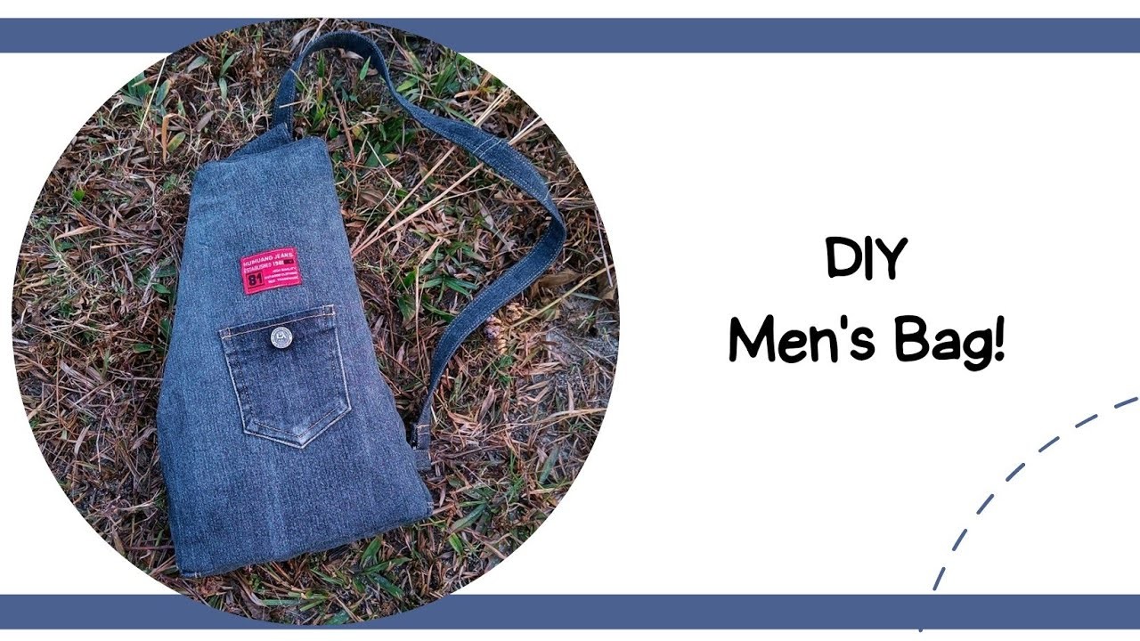 DIY Men's Bag Out of Scrap Denims. Sling Bag. CrossBody Bag. Waist Bag. Upcycling Denims Ideas????