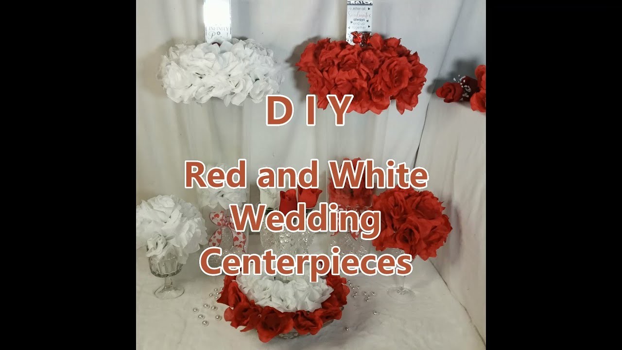 DiY Red and White Wedding centerpieces