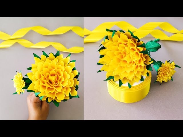 DIY Satin Ribbon Flowers.How to make Ribbon craft.Most Easiest flower Ribbon hacks.ribbon work
