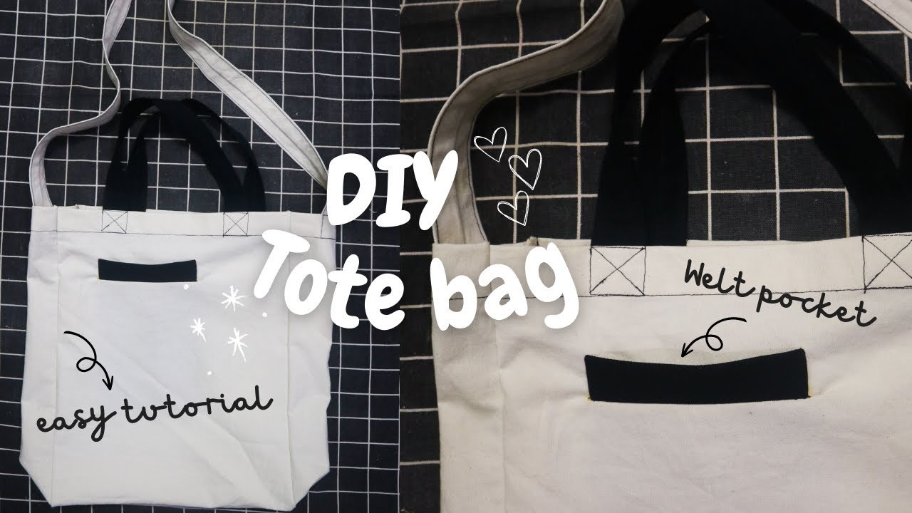 DIY. Tote bag with welt pocket easy tutorial. color block