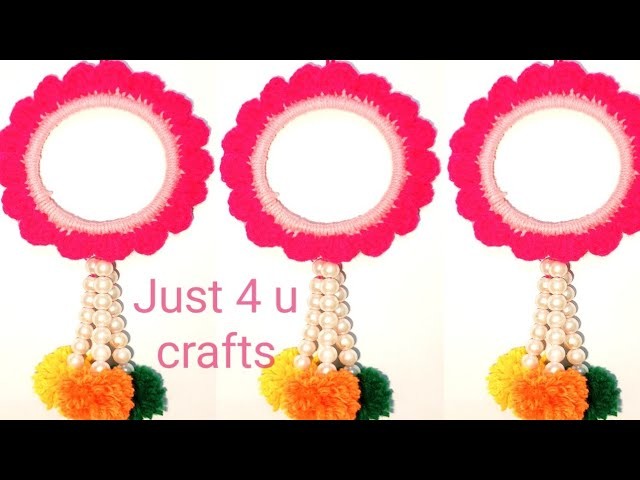 Easy woolen flower wall hanging | woolen flower making door hanging | wall hanging crochet |