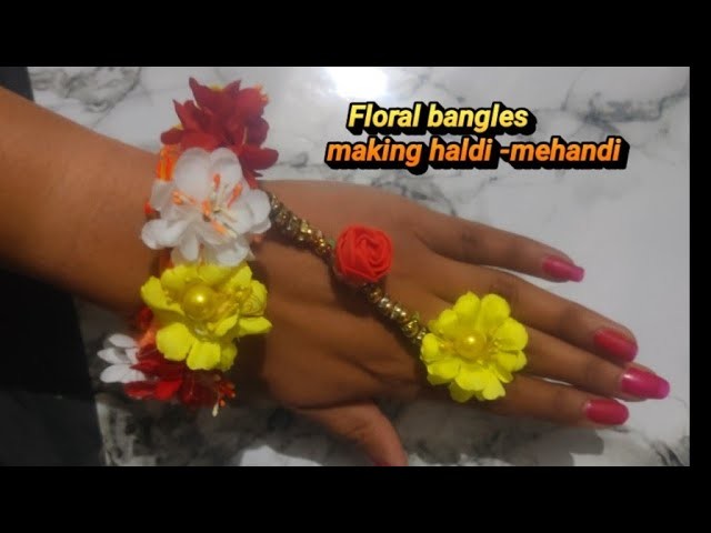 How To Make Floral Bangles At Home ll Haldi Mehandi Jewellery Making At Home. DIY Wedding Jewellery