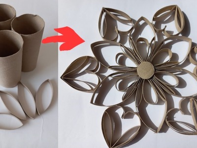How to make paper snowflake from toilet paper roll| home decor