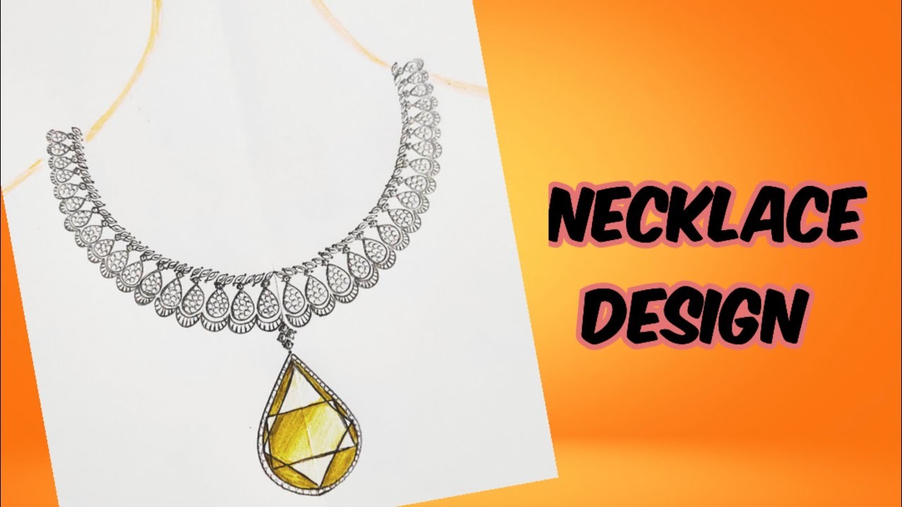 Necklace design drawing | diamond necklace drawing | jewellery design drawing tutorial |