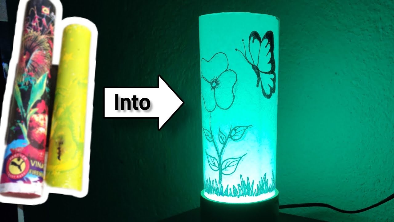 Night lamp making at home | table lamp | glass paper night lamp | Diy lamp ideas