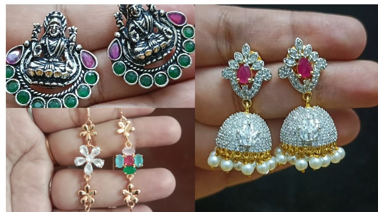 Oxidized and gj polish earrings.rose gold bracelets.  for orders whatsapp no 9886568940.