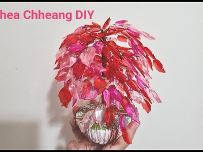 #tutorial how to make a Red Tree from 20mm Red plastic leaves #diy #craft #handmade #diyflower