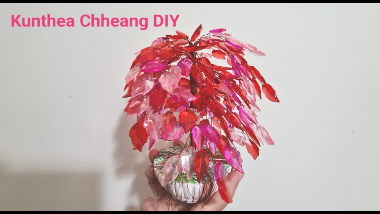 #tutorial how to make a Red Tree from 20mm Red plastic leaves #diy #craft #handmade #diyflower