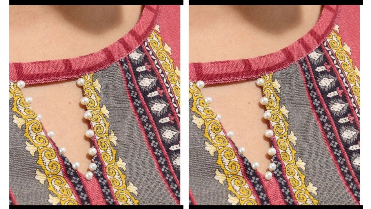 Very stylish and beautiful neck line design cutting and stiching.Latest neckline stiching