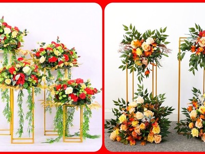 Wedding Floral Road Lead Flower Row Decoration Arch Iron Frame Artificial Flower Wedding Decor Ideas