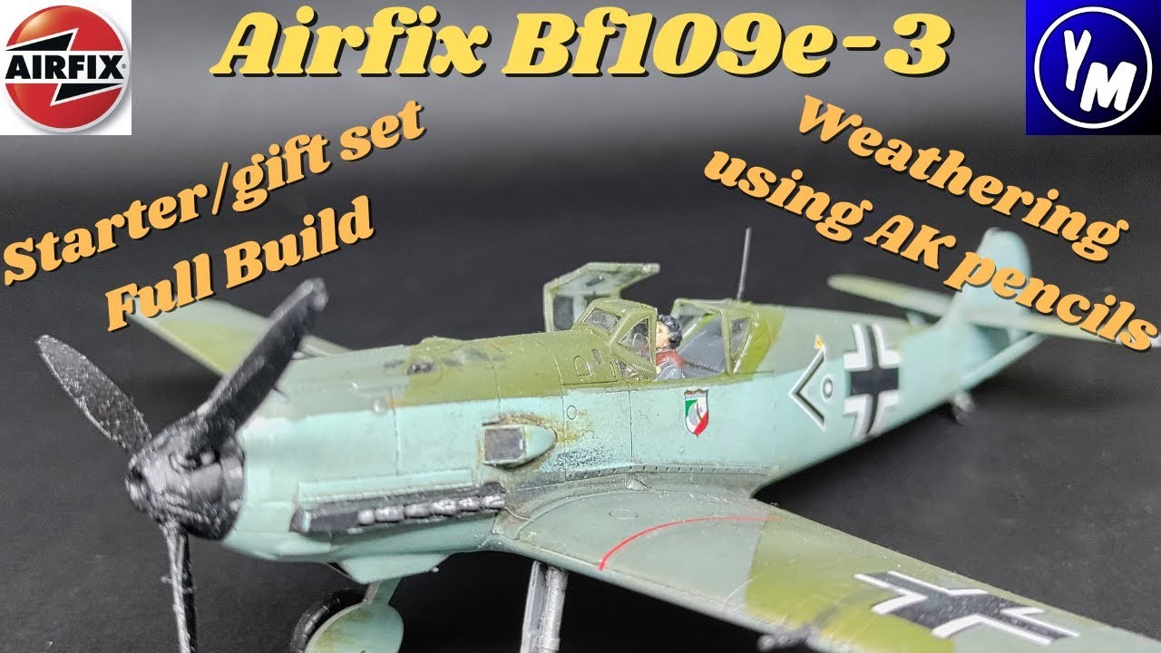 Airfix Bf109 starter set full build and weathering with Ak pencils {HOW TO}