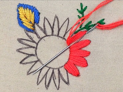Beautiful modern hand embroidery Circle Flower Stitch Needle Point Art Embroidery for cushion covers