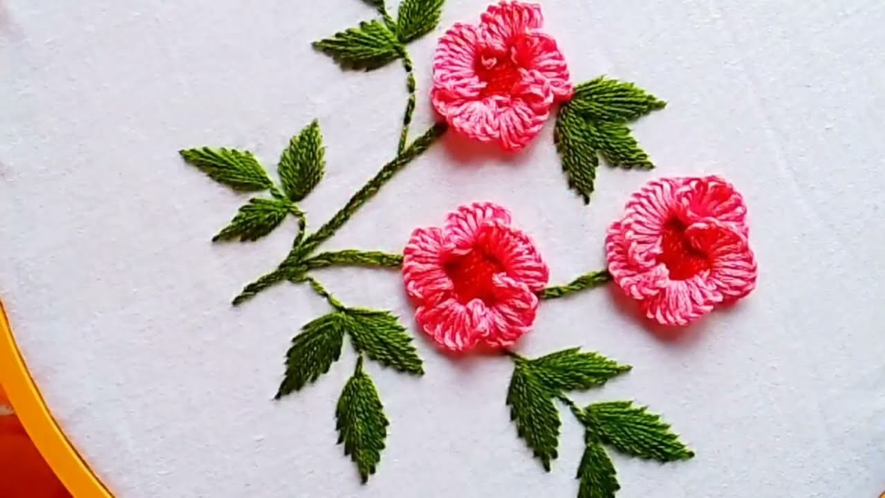 Cast on stitch flower embroidery | Hand embroidery designs | Brazilian embroidery