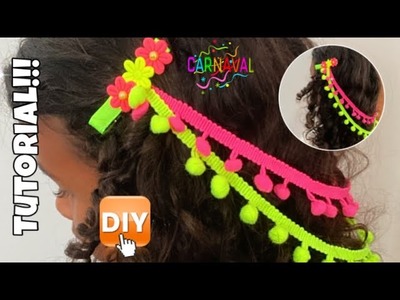 CLIB BAND POMPOM - VERÃO E CARNAVAL! Super fácil! #ribbon #diy #hair #como