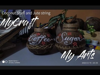 Coconut Shell Coffee and Sugar Jar