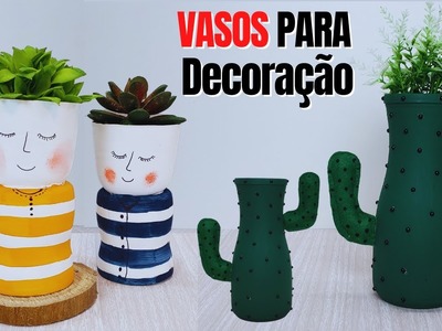 Como fazer VASINHOS reciclados para SUCULENTAS |  DIY VASOS DECORATIVOS - plastic bottle flower vase
