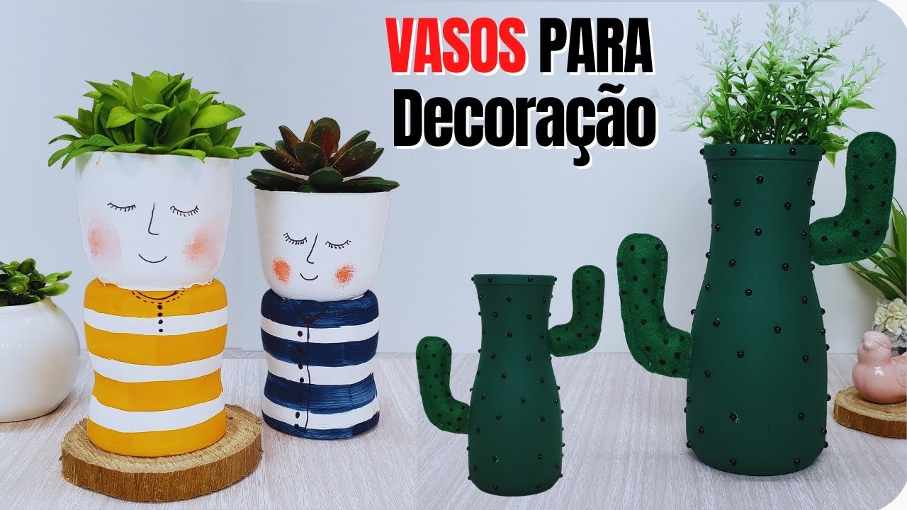 Como fazer VASINHOS reciclados para SUCULENTAS |  DIY VASOS DECORATIVOS - plastic bottle flower vase