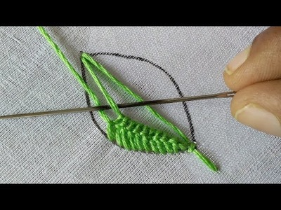 Decorative leaf embroidery stitch.hand embroidery stitch