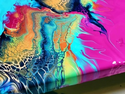 DIPTYCH, Vibrant Multi Colored Aussie Swipe On Split Canvas #acrylicpouring #fluidart #swipes
