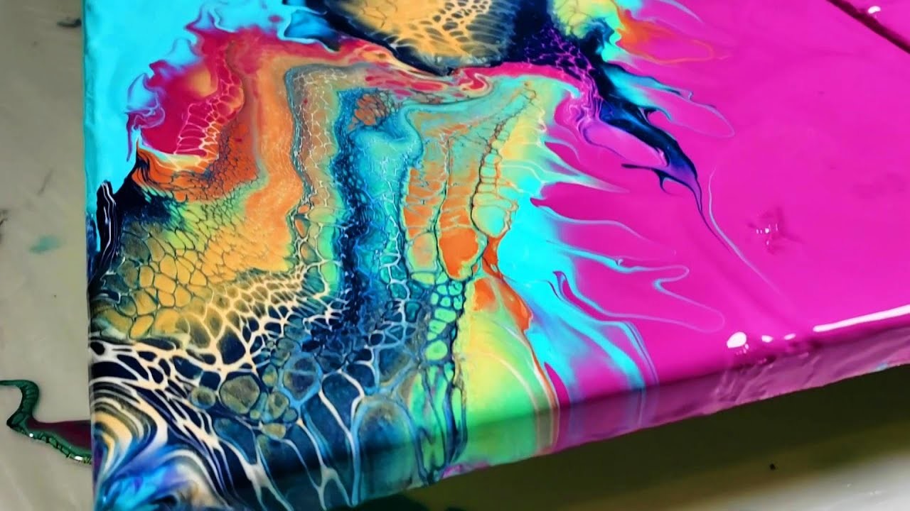 DIPTYCH, Vibrant Multi Colored Aussie Swipe On Split Canvas #acrylicpouring #fluidart #swipes