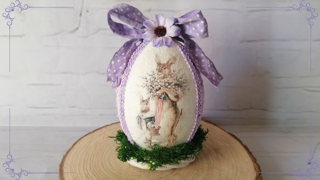 DIY- Easter craft idea using styrofoam eggs - decoupage Easter egg