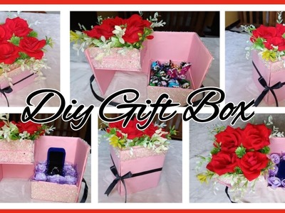 DIY || how to make gift box using cardboard || gift box tutorial || surprise gift box hamper