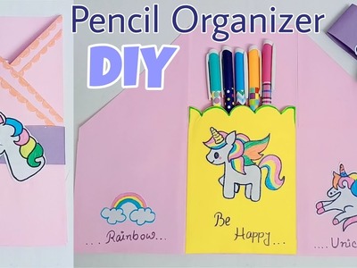 DIY pencil organizer - How to make Pen orgnizer with paper - Kids craft - Back to school