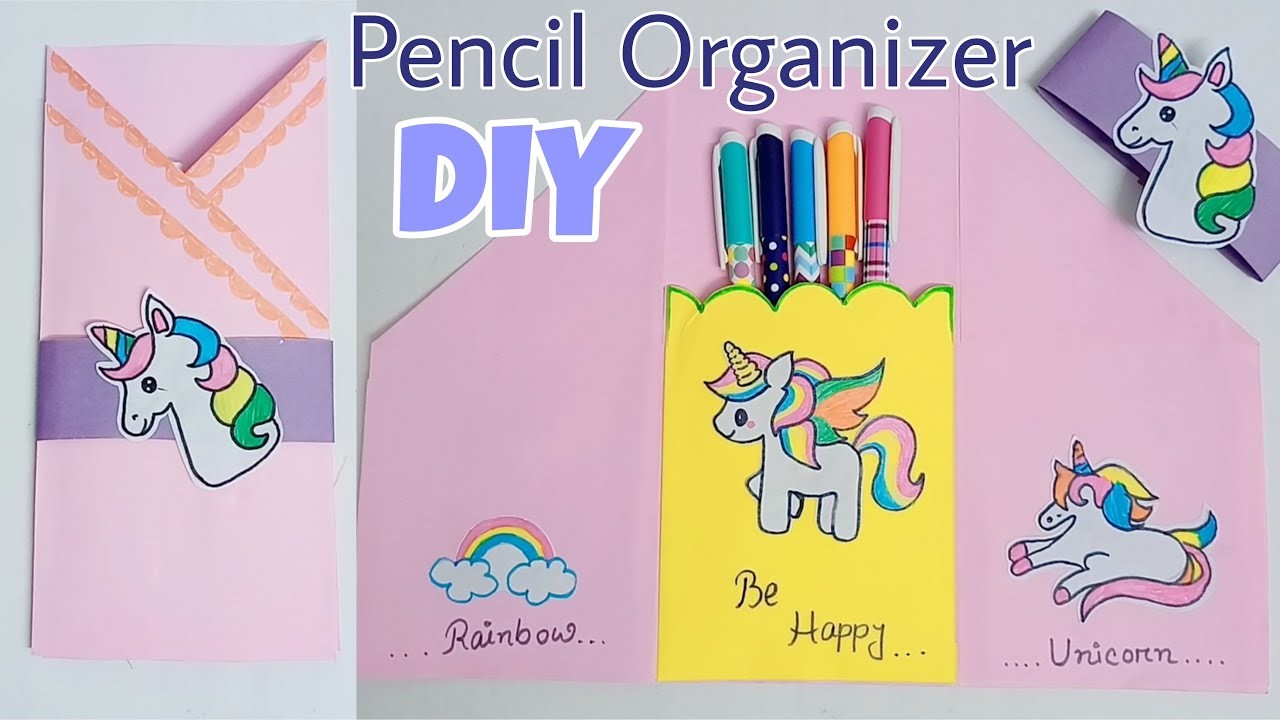 DIY pencil organizer - How to make Pen orgnizer with paper - Kids craft - Back to school