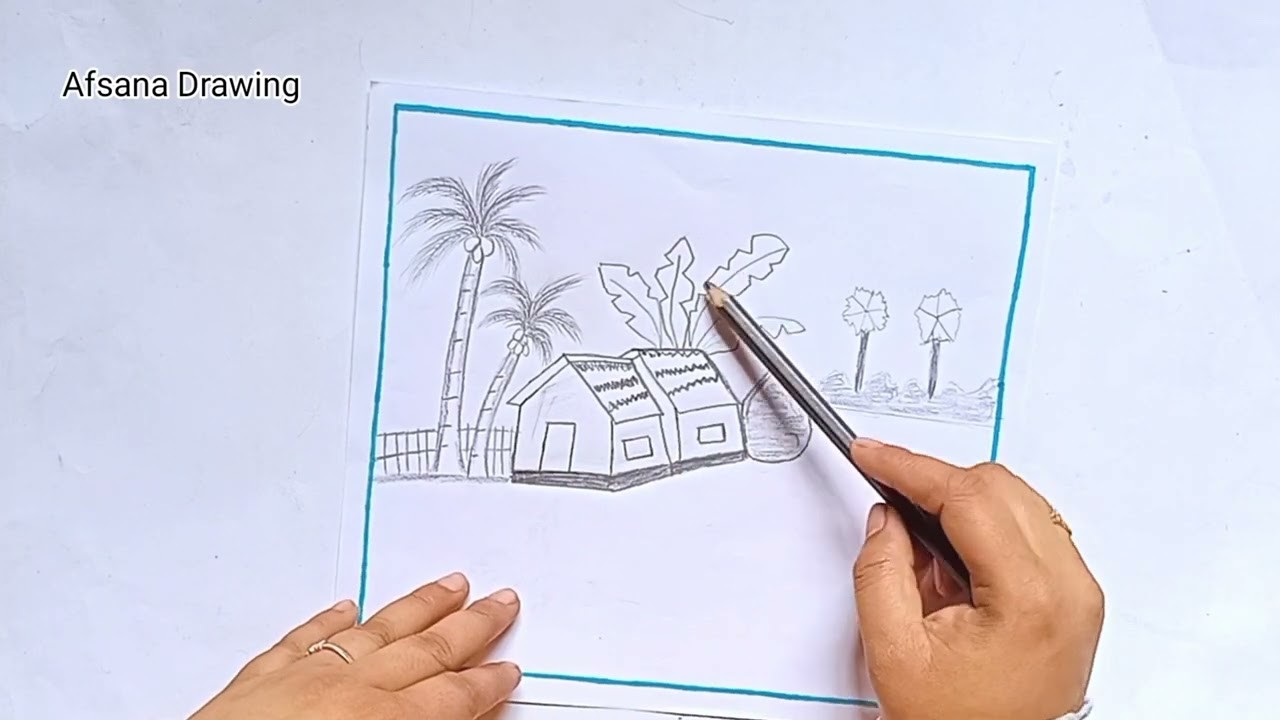Easy beautiful scenery drawing || How to draw pencil sketches step by step ||
