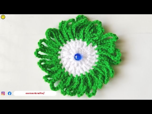Easy Dual Color Crochet Flower Making With Woolen Thread | Crochet Flower For Beginners