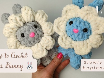 Flower Bunny Small Cute Plush Toy  crochet video tutorial for beginners