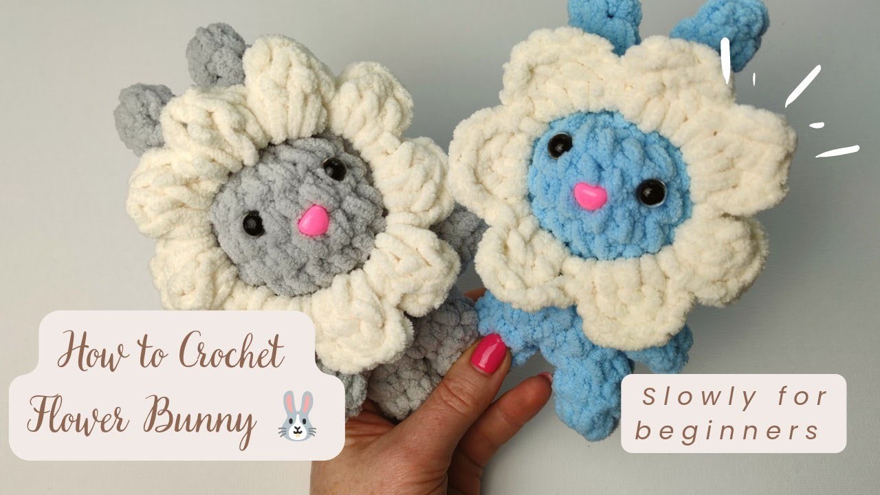 Flower Bunny Small Cute Plush Toy  crochet video tutorial for beginners