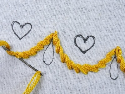 Glorious hand embroidery border line design with easy following tutorial for beginners