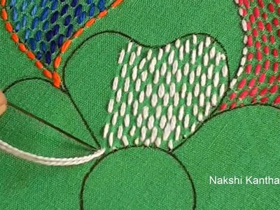 Hand Embroidery.Beautiful Nokshi katha Borderline design stitchingtutorial,Traditional kantha work