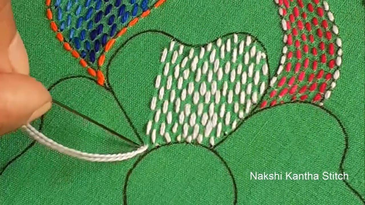 Hand Embroidery.Beautiful Nokshi katha Borderline design stitchingtutorial,Traditional kantha work