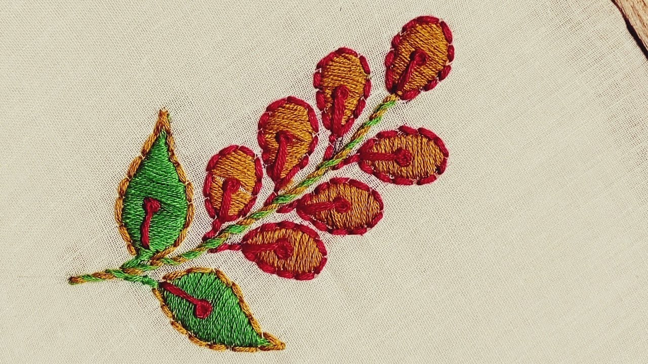 Hand Embroidery : Easy Design. Satin Stitch , Back Stitch
