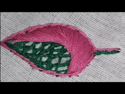 Hand embroidery.easy leaf filling.filling leaf hand embroidery tutorial.