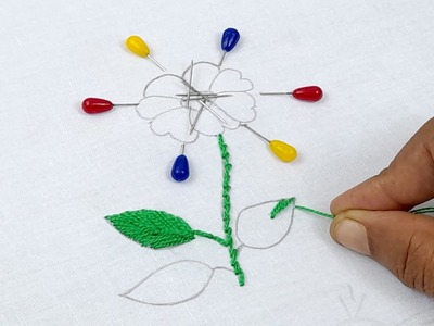 Hand Embroidery Flower design trick - Amazing Hand Embroidery Flower design idea