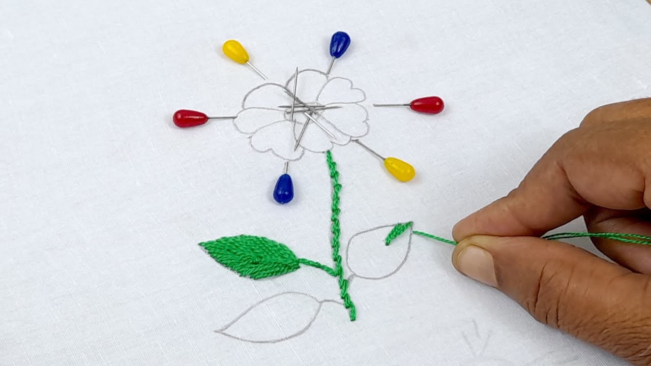 Hand Embroidery Flower design trick - Amazing Hand Embroidery Flower design idea