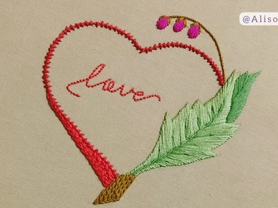 Hand Embroidery Heart Design Easy Stitches.Embroidery Handiwork for Beginners.