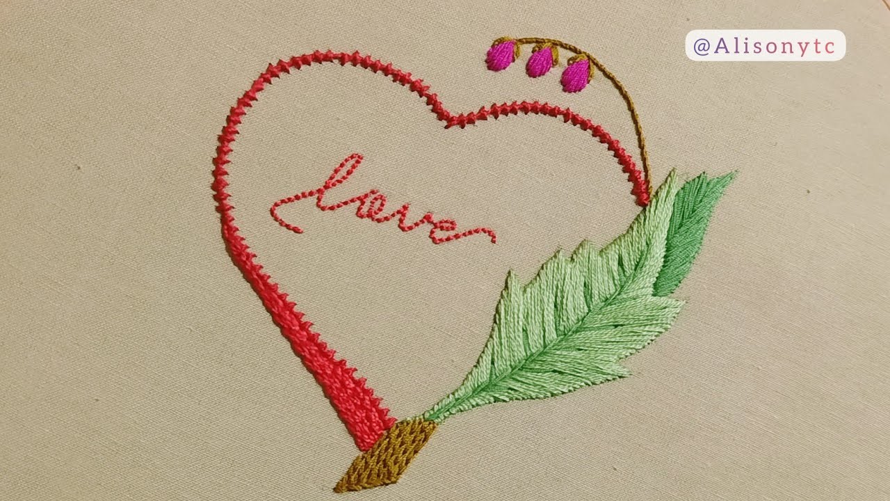 Hand Embroidery Heart Design Easy Stitches.Embroidery Handiwork for Beginners.