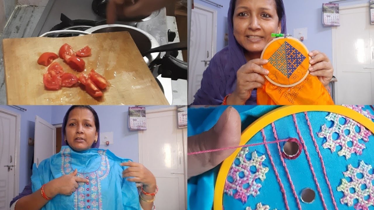 Hand Embroidery(Kutch work) kay top ka Embroidery complete kar liya
