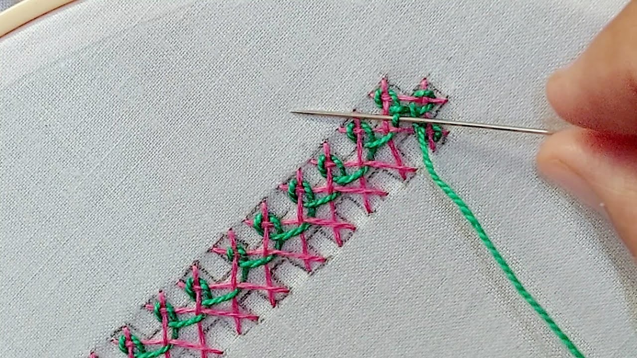 Hand embroidery: Kutch work borderline embroidery. Sindhi.Gujrati Stitch #EmbroideryWorld