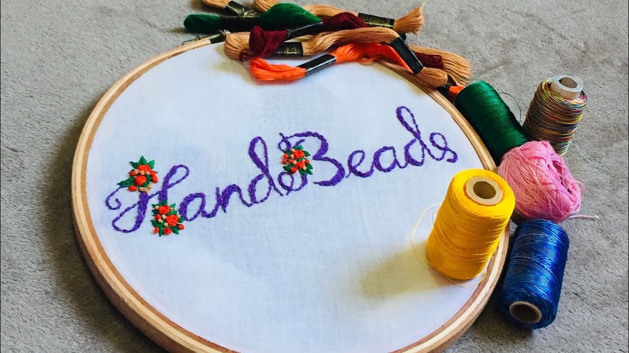 Hand embroidery lettering tutorial #hand #handembroidery #lettering#flower #embroidery @HANDBEADS