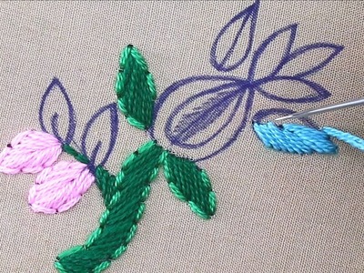 Hand embroidery new stitch and colorful flower making fantasy flower easy needle work tutorial