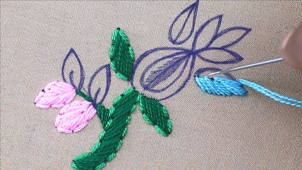 Hand embroidery new stitch and colorful flower making fantasy flower easy needle work tutorial