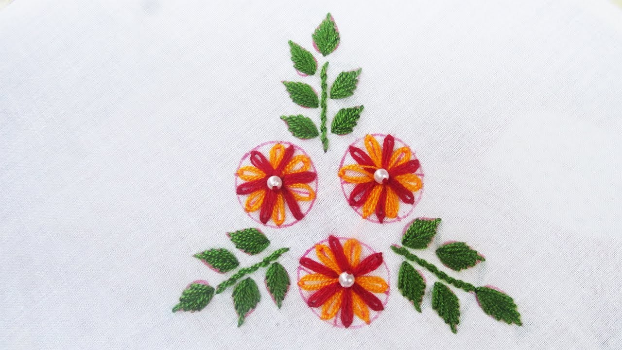 Hand Embroidery: Simple Floral Bunch tutorial for beginners