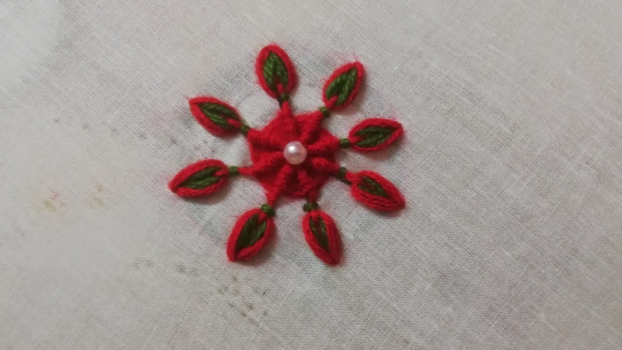 Hand embroidery. simple hand embroidery work tutorial for beginners.